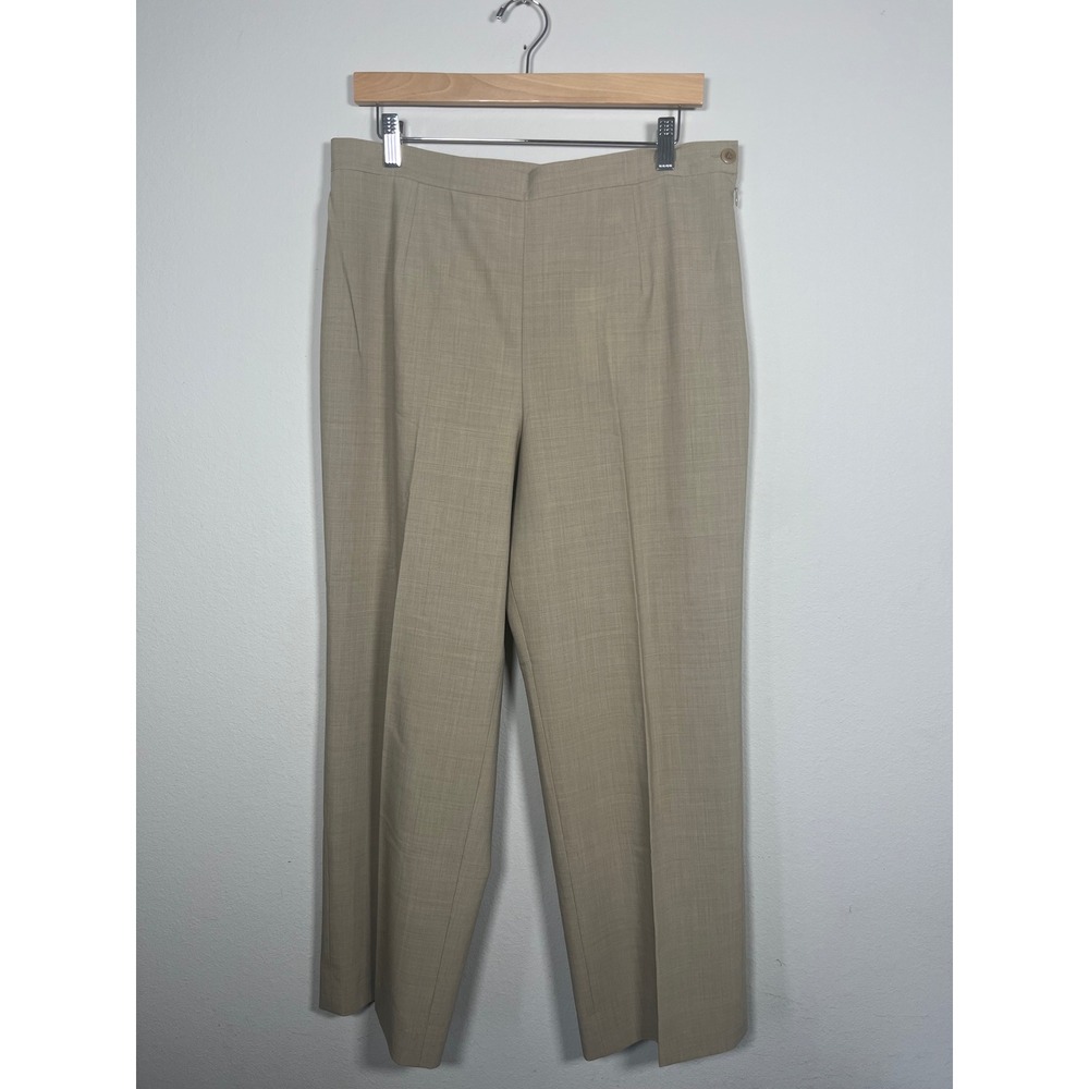 VTG NWOT Talbots Petites Tan Wool Blend Straight Leg Dress Pants Khaki 14P - Picture 1 of 7